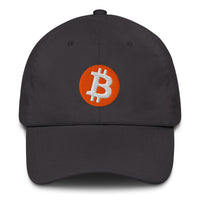 Load image into Gallery viewer, Circle Bitcoin Logo (Orange and White Embroidery) Dad Hat-fomo21
