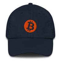 Load image into Gallery viewer, Circle Bitcoin Logo (Orange Embroidery) Dad Hat-Dad Hat-fomo21
