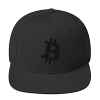 Load image into Gallery viewer, Bitcoin B (Black Embroidery) Snapback Hat - fomo21
