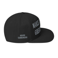Load image into Gallery viewer, Make America Great Again - Never Surrender - Bitcoin Snapback Hat - fomo21

