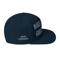 Load image into Gallery viewer, Make America Great Again - Never Surrender - Bitcoin Snapback Hat - fomo21
