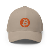 Load image into Gallery viewer, Circle Bitcoin Logo Flexfit Hat - fomo21
