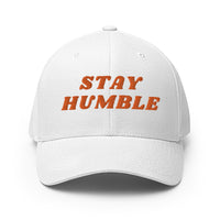 Load image into Gallery viewer, Stay Humble (Orange Embroidery) Bitcoin Flexfit Hat - fomo21
