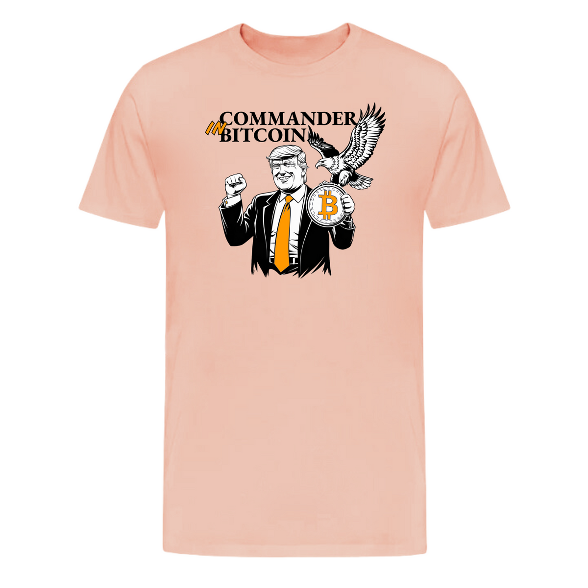 Commander-in-Bitcoin President Donald Trump T-shirt in heather prism peach