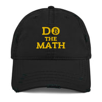 Load image into Gallery viewer, Do The Math (Gold Embroidery) Bitcoin Distressed Dad Hat-fomo21
