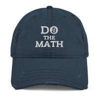 Load image into Gallery viewer, Do The Math (White Embroidery) Bitcoin Distressed Dad Hat-Dad Hat-fomo21
