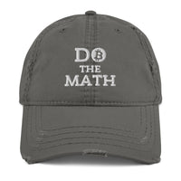 Load image into Gallery viewer, Do The Math (White Embroidery) Bitcoin Distressed Dad Hat-Dad Hat-fomo21
