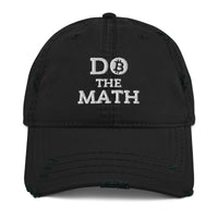 Load image into Gallery viewer, Do The Math (White Embroidery) Bitcoin Distressed Dad Hat-Dad Hat-fomo21

