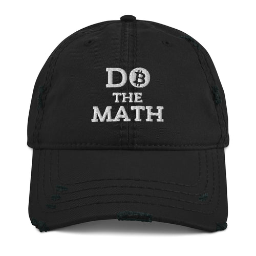 Do The Math (White Embroidery) Bitcoin Distressed Dad Hat-fomo21
