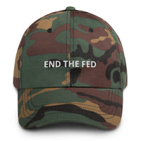 Load image into Gallery viewer, End The Fed (White Embroidery) Bitcoin Dad Hat-fomo21

