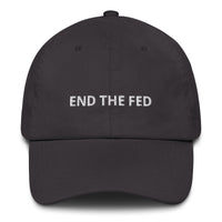 Load image into Gallery viewer, End The Fed (White Embroidery) Bitcoin Dad Hat-fomo21
