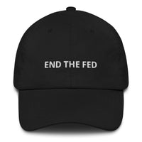 Load image into Gallery viewer, End The Fed (White Embroidery) Bitcoin Dad Hat-fomo21
