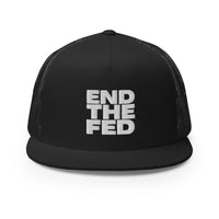 Load image into Gallery viewer, End The Fed (White Embroidery) Bitcoin Trucker Hat-fomo21
