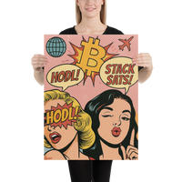 Load image into Gallery viewer, HODL &amp; Stack Sats Pop Art Bitcoin Poster - fomo21
