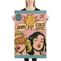 Load image into Gallery viewer, HODL &amp; Stack Sats Pop Art Bitcoin Poster - fomo21
