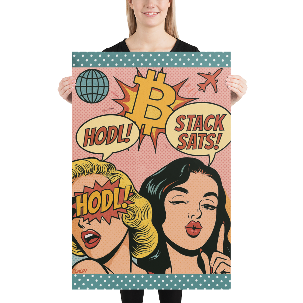 HODL & Stack Sats Pop Art Bitcoin Poster - fomo21