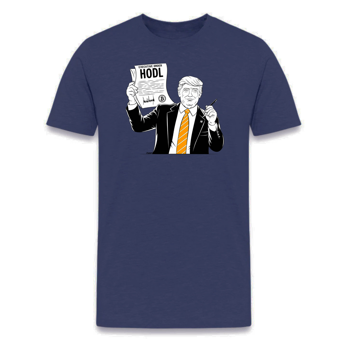 Executive Order HODL President Donald Trump Bitcoin T-shirt in navy color