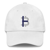 Load image into Gallery viewer, Finnish Flag Bitcoin B Dad Hat-fomo21
