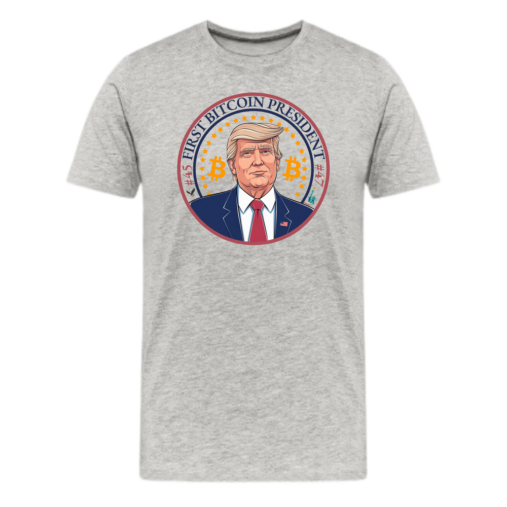 Athletic Heather First Bitcoin President Donald Trump T-Shirt