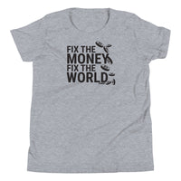 Load image into Gallery viewer, Fix The Money Fix The World Bitcoin Youth T-Shirt-fomo21
