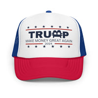 Load image into Gallery viewer, Trump Make Money Great Again 2024 Bitcoin Foam Trucker Hat - fomo21
