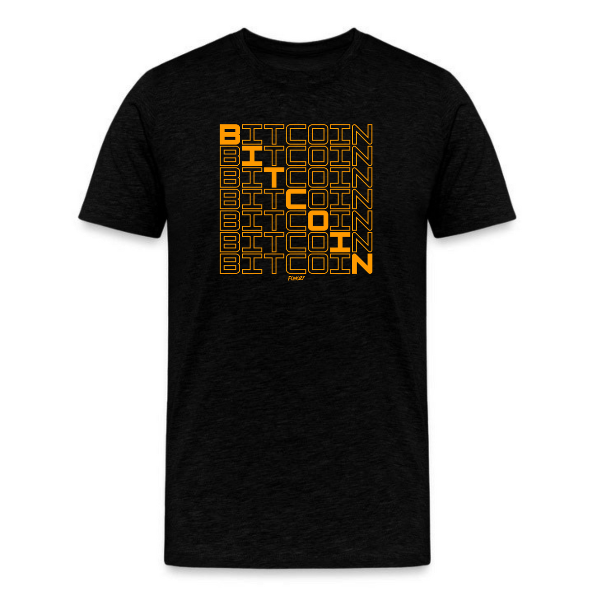 FOMO21 Bitcoin Reverb T-Shirt in Black with Bitcoin pattern design