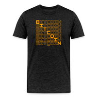 Load image into Gallery viewer, FOMO21 Bitcoin Reverb T-Shirt in Dark Grey Heather with Bitcoin pattern design
