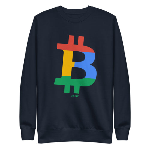 Four Color Bitcoin B Crewneck Sweatshirt-fomo21