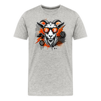Load image into Gallery viewer, bitcoin-themed goat t-shirt in athletic heather with urban crypto artwork
