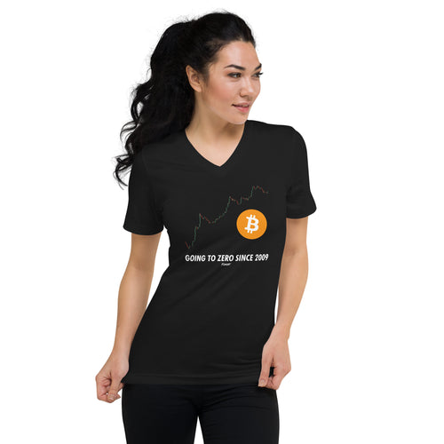 Going To Zero Since 2009 Bitcoin Women's V-Neck T-Shirt-fomo21