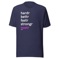 Load image into Gallery viewer, Hardr Bettr Fastr Strongr Nostr T-Shirt-fomo21
