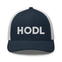 Load image into Gallery viewer, HODL Bitcoin (White Embroidery) Trucker Hat-Trucker Hat-fomo21

