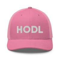 Load image into Gallery viewer, HODL Bitcoin (White Embroidery) Trucker Hat-Trucker Hat-fomo21

