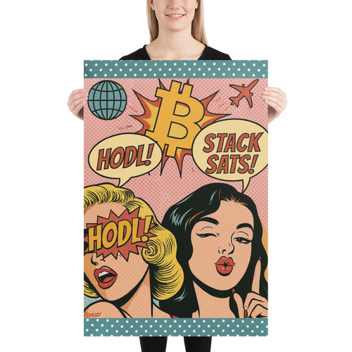 HODL & Stack Sats Pop Art Bitcoin Poster-fomo21