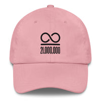 Load image into Gallery viewer, Infinity/21,000,000 (Black Embroidery) Bitcoin Dad Hat-fomo21
