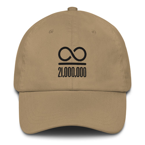 Infinity/21,000,000 (Black Embroidery) Bitcoin Dad Hat-fomo21