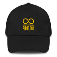 Load image into Gallery viewer, Infinity/21,000,000 (Gold Embroidery) Bitcoin Dad Hat-Dad Hat-fomo21

