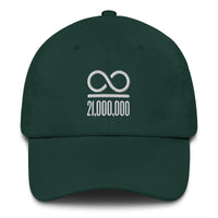 Load image into Gallery viewer, Infinity/21,000,000 (White Embroidery) Bitcoin Dad Hat-Dad Hat-fomo21
