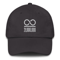 Load image into Gallery viewer, Infinity/21,000,000 (White Embroidery) Bitcoin Dad Hat-Dad Hat-fomo21
