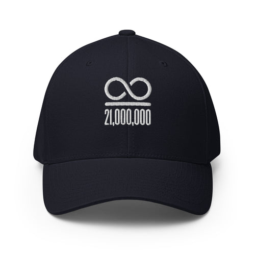 Infinity/21,000,000 (White Embroidery) Bitcoin Flexfit Hat-fomo21