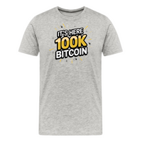 Load image into Gallery viewer, Athletic heather &quot;It&#39;s Here 100K Bitcoin&quot; t-shirt
