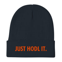 Load image into Gallery viewer, Just HODL It Bitcoin Orange Embroidered Beanie-Beanie-fomo21
