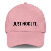 Load image into Gallery viewer, Just HODL It (Black Embroidery) Bitcoin Dad Hat-Dad Hat-fomo21
