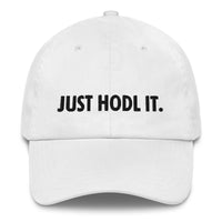 Load image into Gallery viewer, Just HODL It (Black Embroidery) Bitcoin Dad Hat-Dad Hat-fomo21
