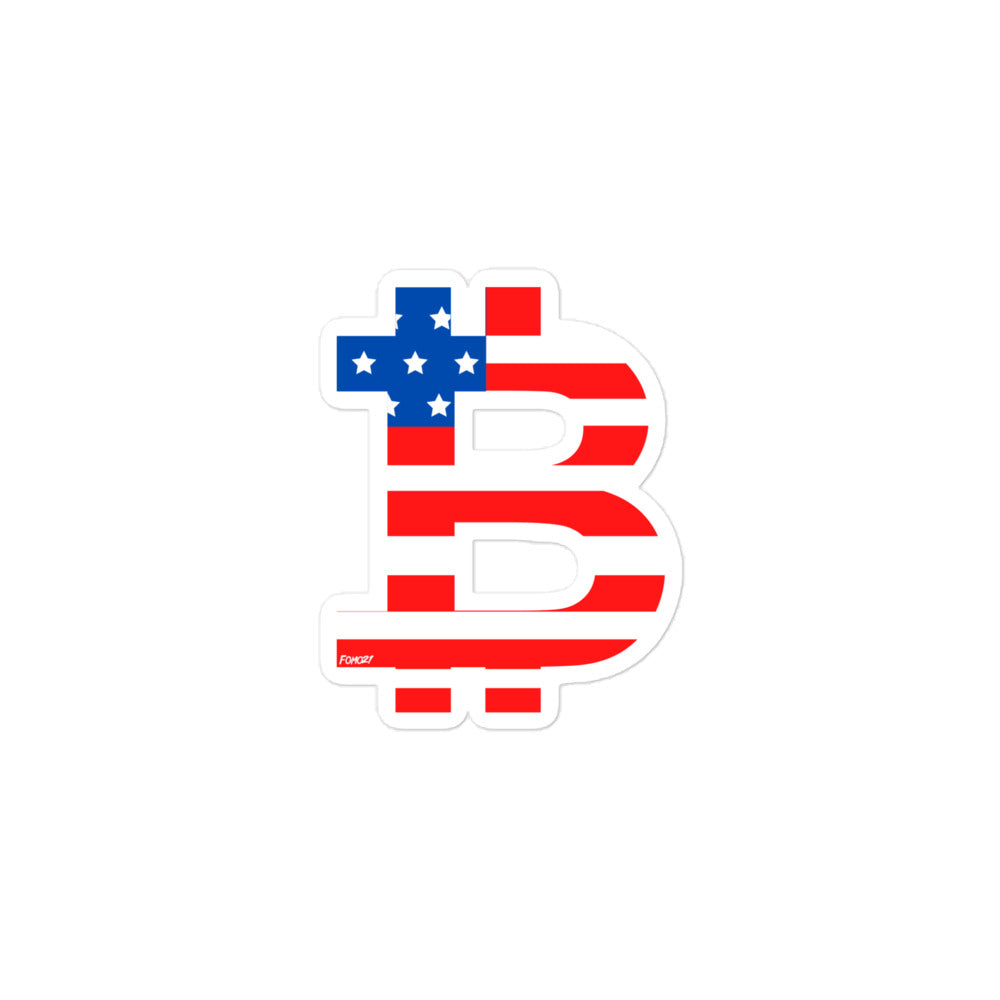 American Flag Bitcoin B Sticker - fomo21