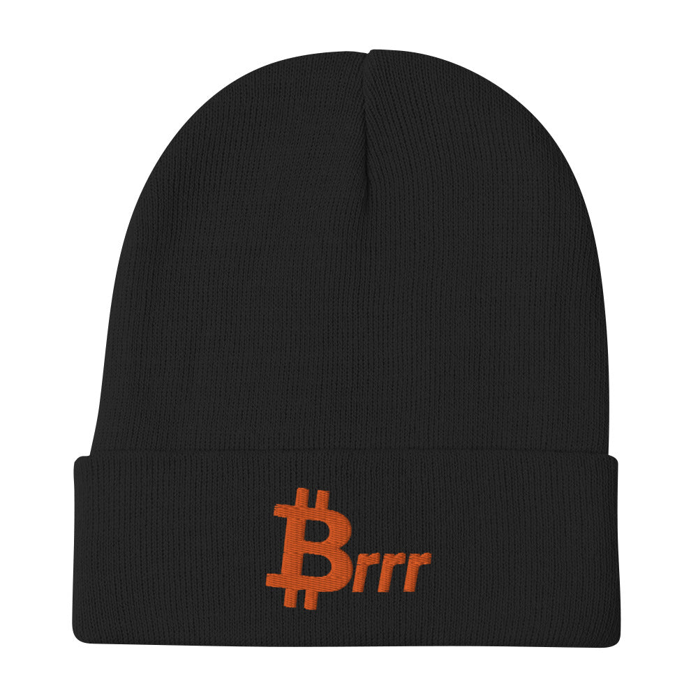 Brrr (Orange) Bitcoin Embroidered Beanie - fomo21