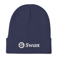 Load image into Gallery viewer, Swan Snow Word Mark Bitcoin Embroidered Beanie - fomo21
