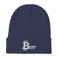 Load image into Gallery viewer, Brrr (White) Bitcoin Embroidered Beanie - fomo21
