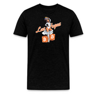 Load image into Gallery viewer, Black t-shirt with &quot;Las Vegas Bitcoin Showgirl 2025&quot; design
