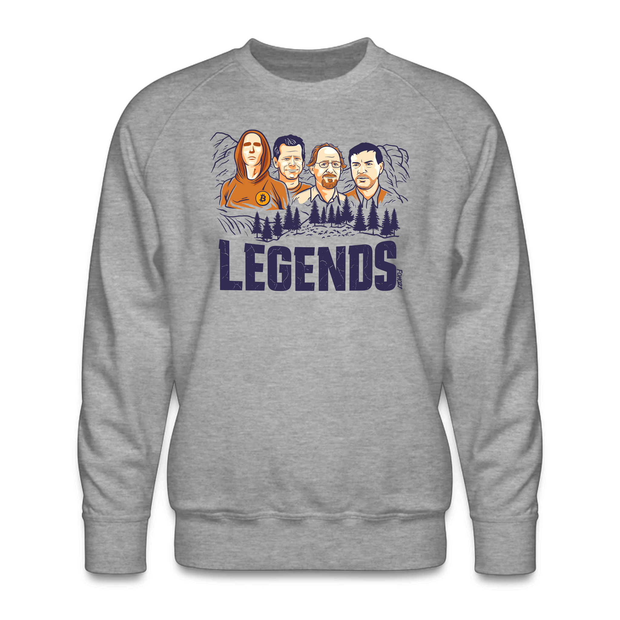 Legends of Cryptography Bitcoin Crewneck Sweatshirt. | fomo21
